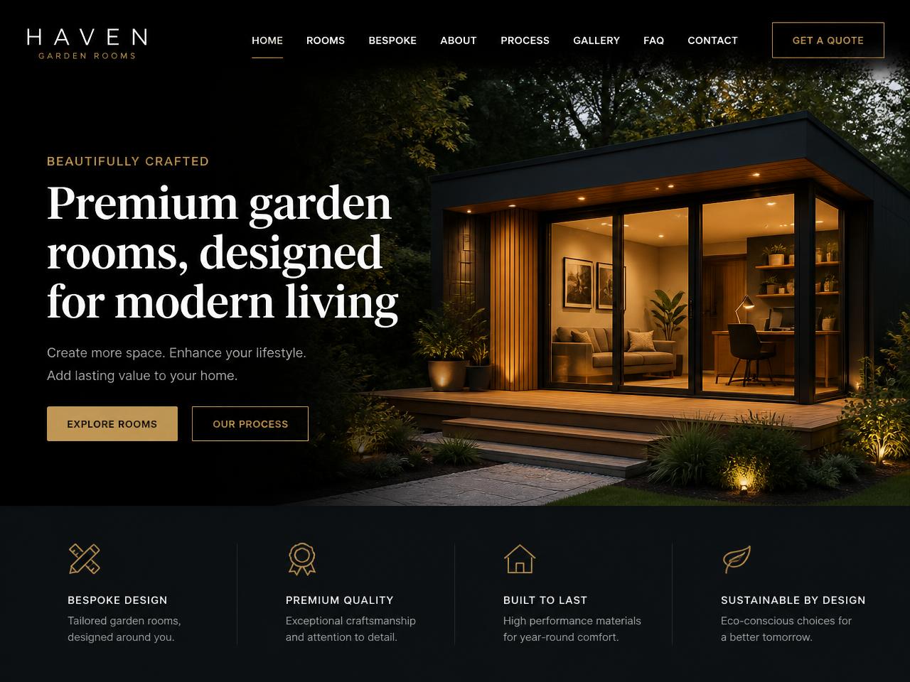 Example website built by Masters Creative for a garden room company